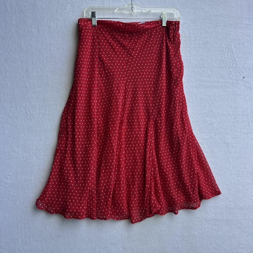 Jaclyn Smith Vintage 2008 Red Polka Dot Chiffon Midi Skirt Size Medium Y2K Retro
